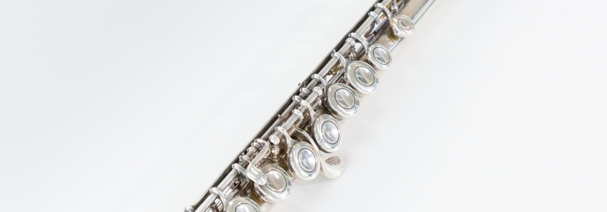 Flute : classical musical instrument flute on white background.